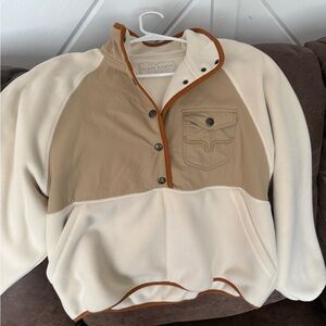 Kimes Ranch Cream and Brown Fleece Pullover